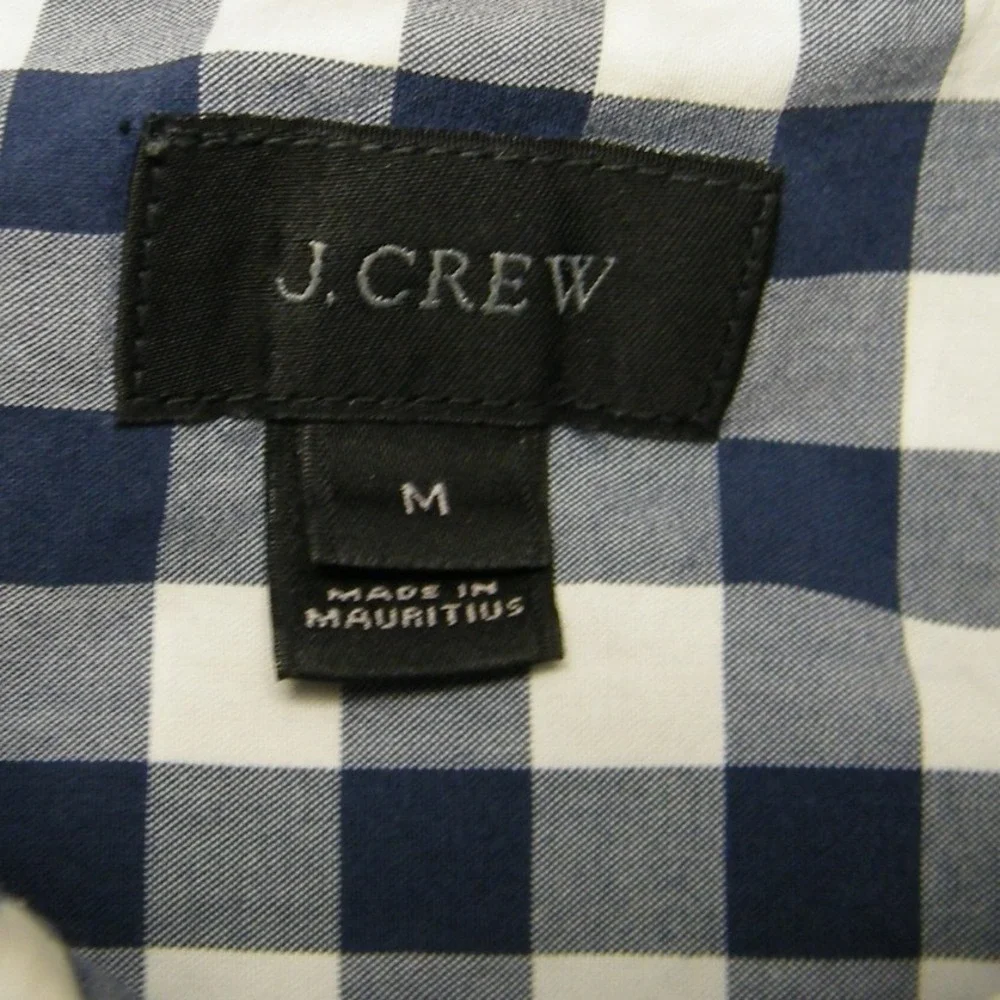 J.‎ Crew Navy Gingham Button Down Shirt Mens M Classic Prep Cottagecore Cotton